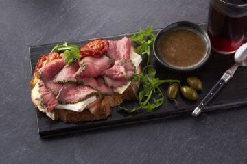 open faced steak sandwich