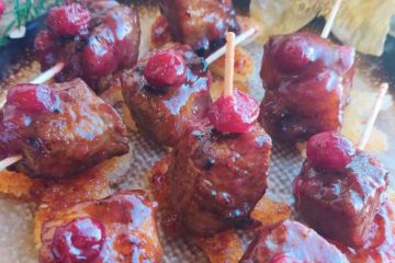 steak bites with cranberry miso sauce