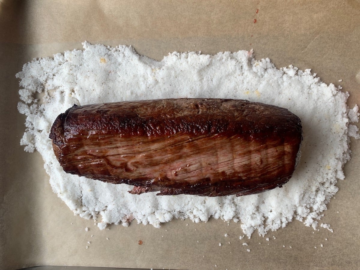 beef tenderloin baked in truffle salt
