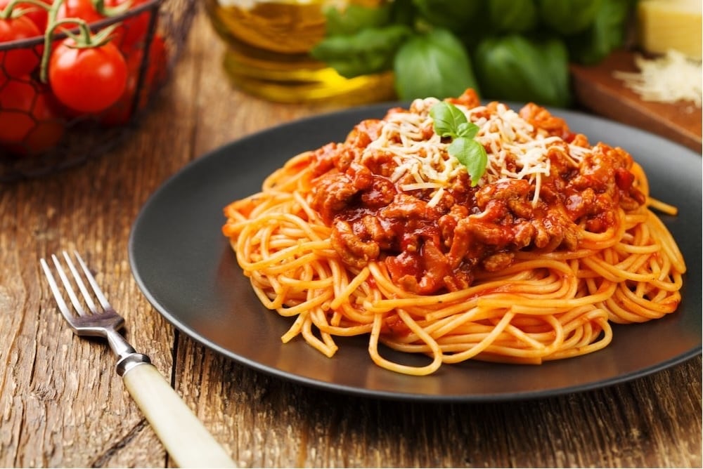 Tomatoes and ground beef Spaghetti Bolognese
